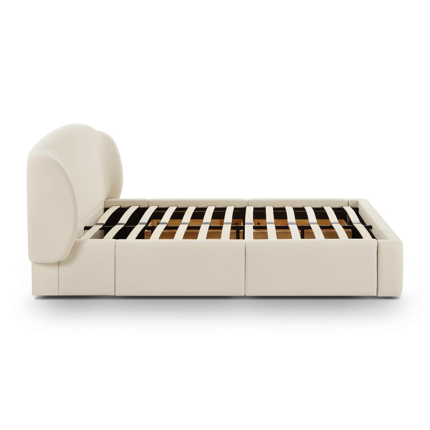 Savanna Upcycled Linen Platform Storage Bed - Cream