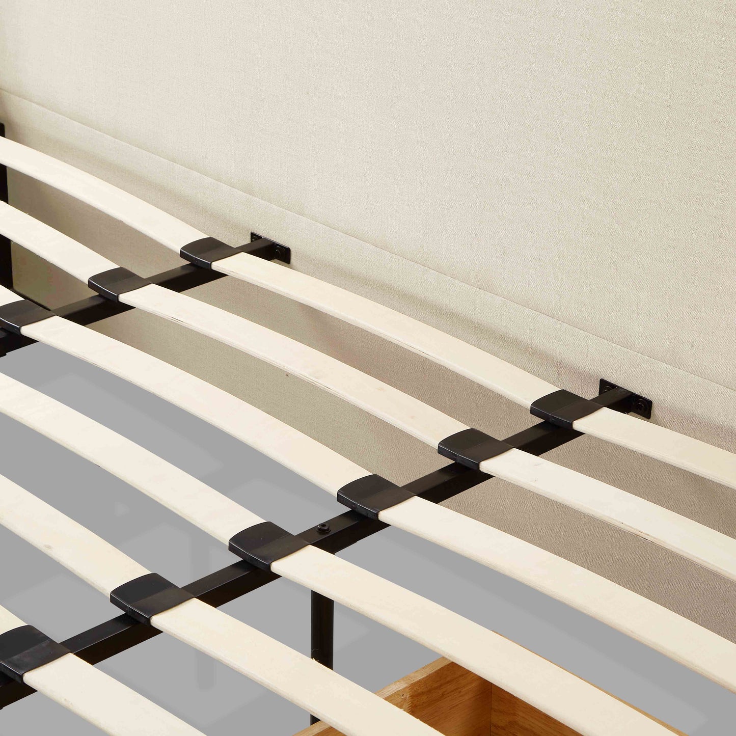 Savanna Upcycled Linen Platform Storage Bed - Cream