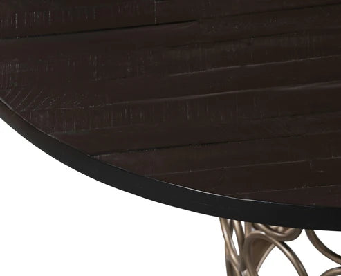 Raven 57" Natural Wood Round Dining Table - Black