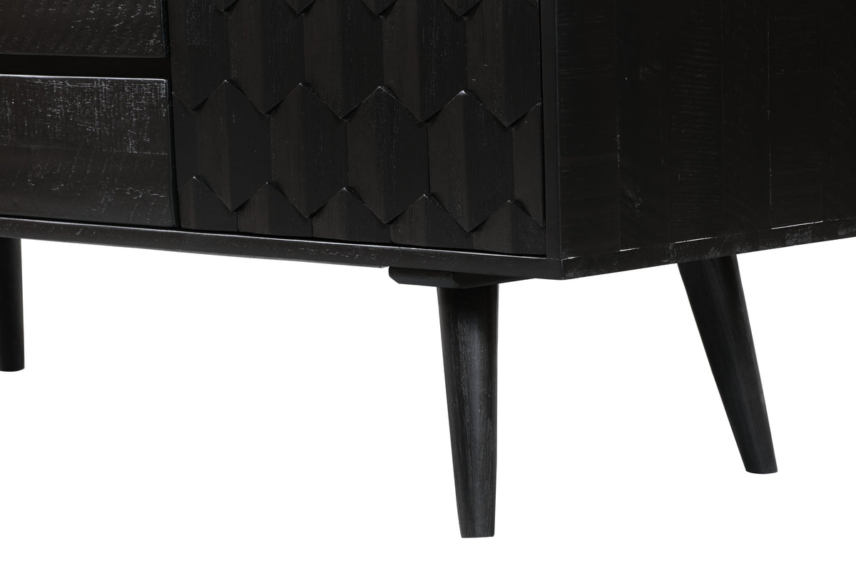Raven 59" Natural Wood Storage TV Stand/Sideboard - Black