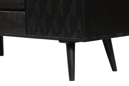 Raven 59" Natural Wood Storage TV Stand/Sideboard - Black