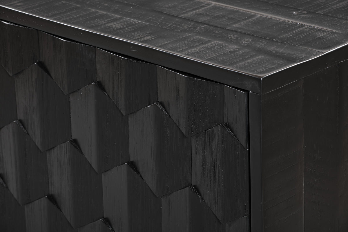Raven 59" Natural Wood Storage TV Stand/Sideboard - Black
