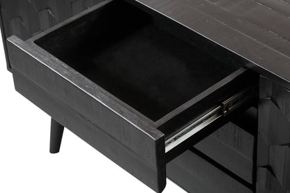 Raven 59" Natural Wood Storage TV Stand/Sideboard - Black