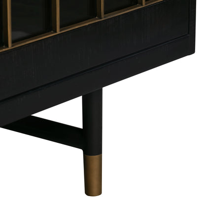 Beaujolais 66" Acacia Wood Storage Dining Buffet/Sideboard - Black
