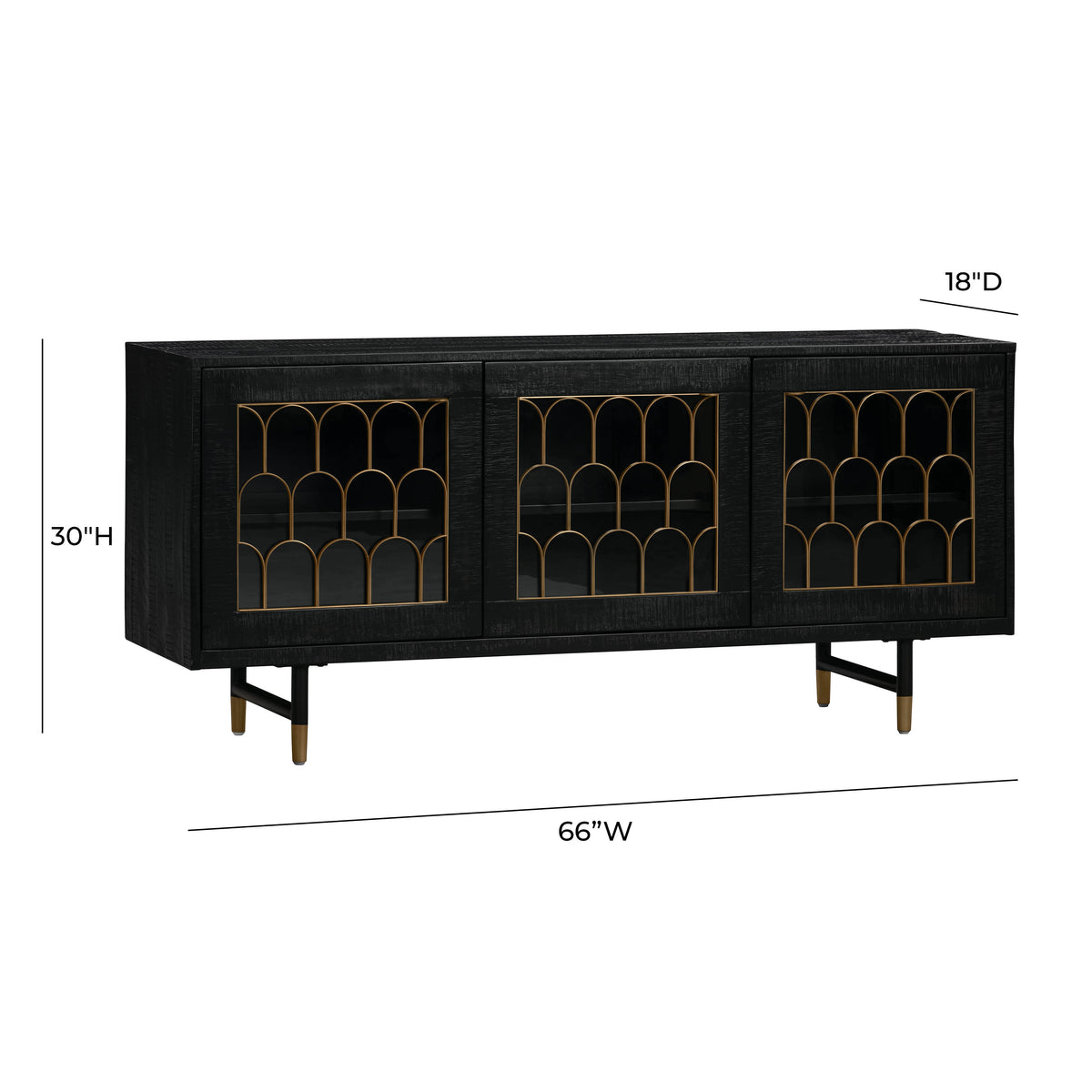 Beaujolais 66" Acacia Wood Storage Dining Buffet/Sideboard - Black