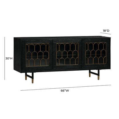Beaujolais 66" Acacia Wood Storage Dining Buffet/Sideboard - Black