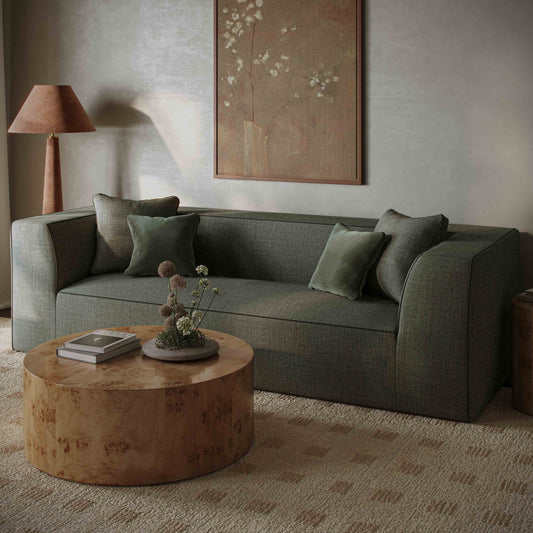 ReForm Creative Home-Jett 96" Upcycled Performance Grade Sofa-Green/Beige