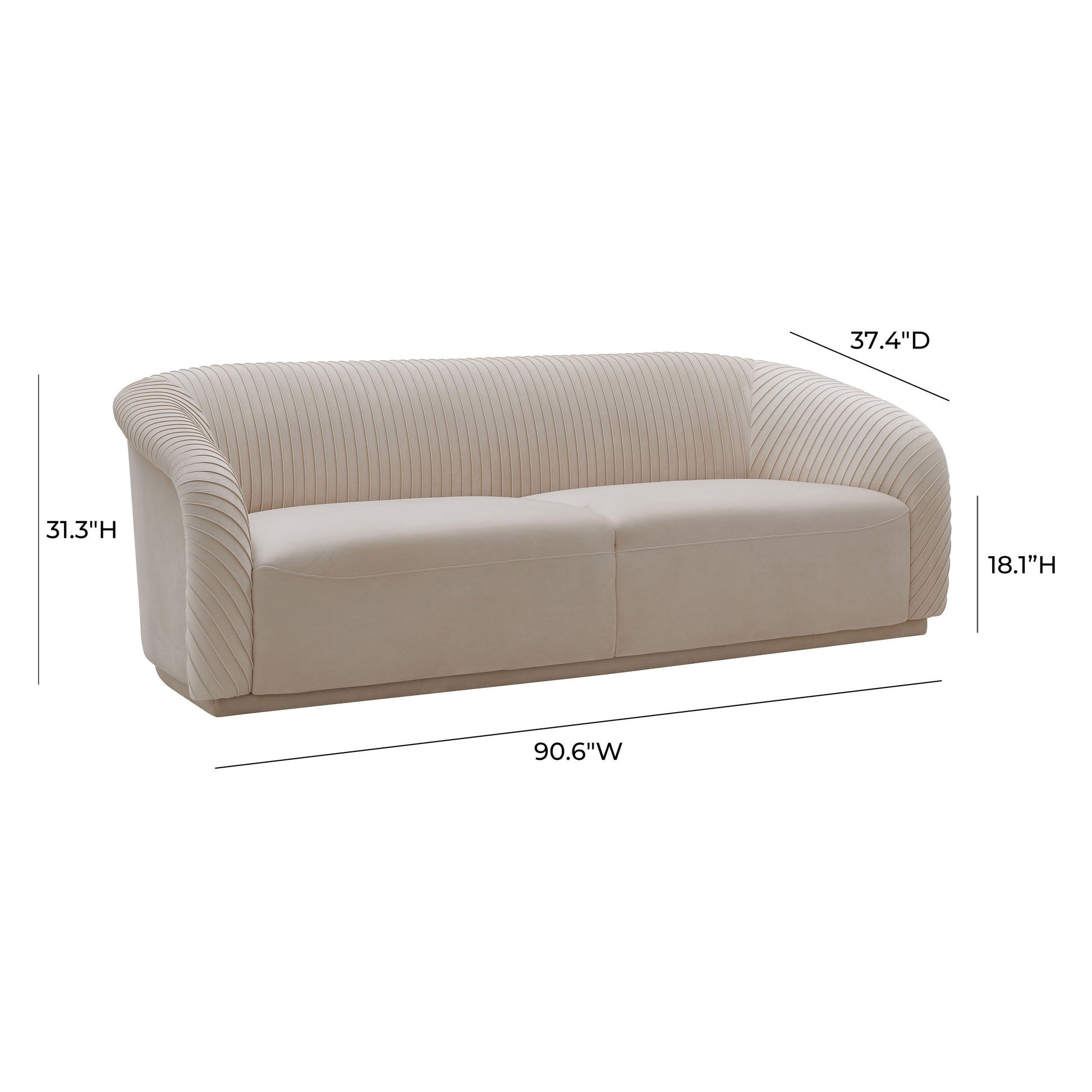 ReForm Creative Home-Luxury Pleated Velvet Sofa. Performance-Durable