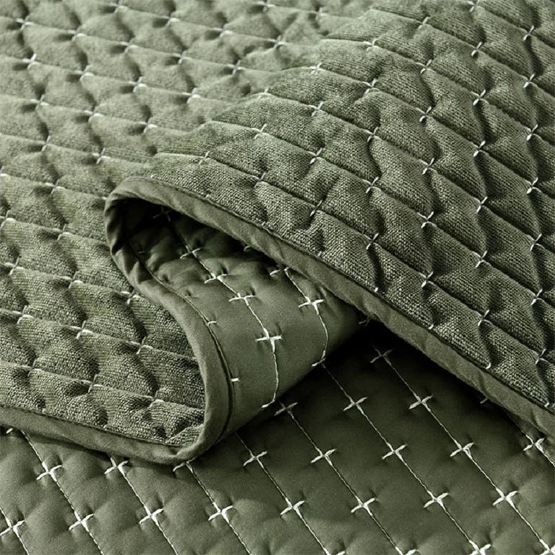 Plume 3 Pc Velvet Light Weight Quilted Comforter Set - Multiple Options