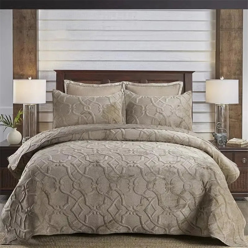 Plume 3 Pc Velvet Light Weight Quilted Comforter Set - Multiple Options