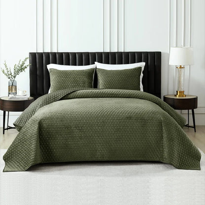 Plume 3 Pc Velvet Light Weight Quilted Comforter Set - Multiple Options