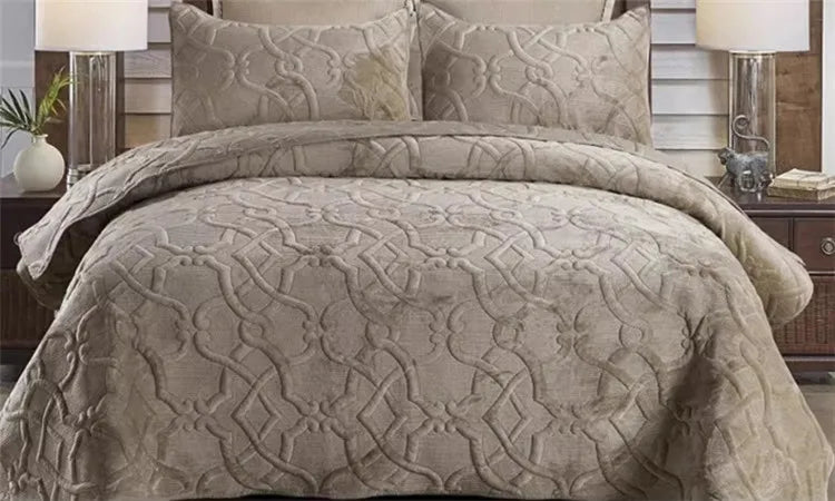 Plume 3 Pc Velvet Light Weight Quilted Comforter Set - Multiple Options