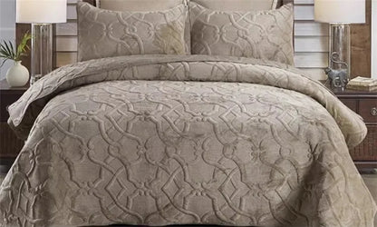 Plume 3 Pc Velvet Light Weight Quilted Comforter Set - Multiple Options