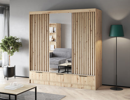ReForm Creative Home Voodi III Oak Wood Paneled Free Standing Wardrobe - Light Artisan Oak-Free Delivery-USA & CANADA