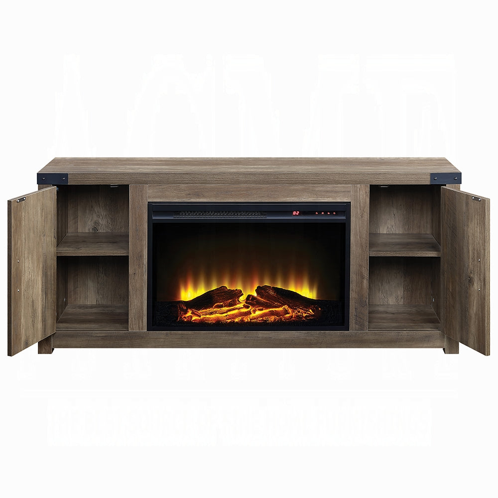 Hearth TV Stand/Storage Fireplace - Rustic Oak