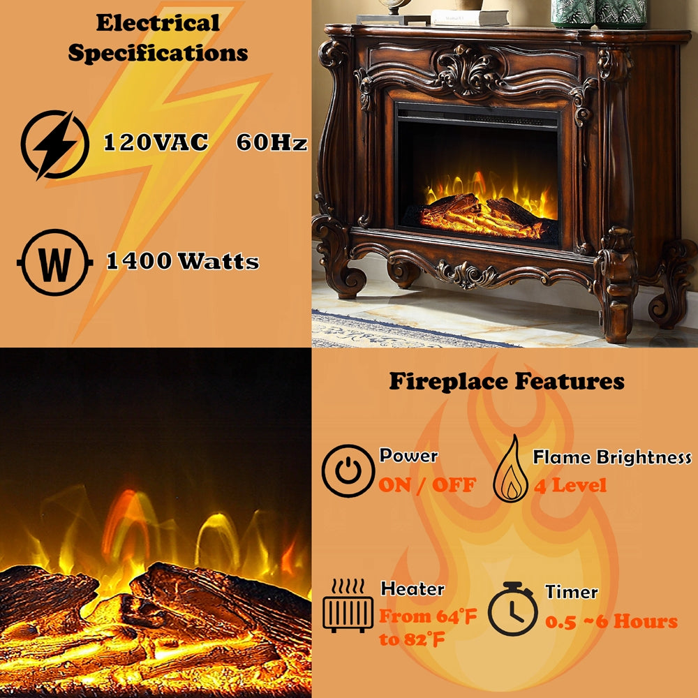 Gilded Antique Luxury Fireplace - Cherry Oak