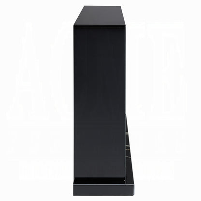 Noir Mirrored Mantel Fireplace - Black
