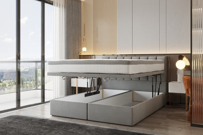 ReForm Creative Home Bond Upholstered Lift Storage Platform Bed - Grey Free Delivery USA & Canada