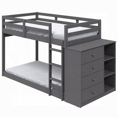 ReForm Creative Home Barney Twin Bunk/Loft Bed W/Drawers & Storage - Grey Free Delivery USA & Canada
