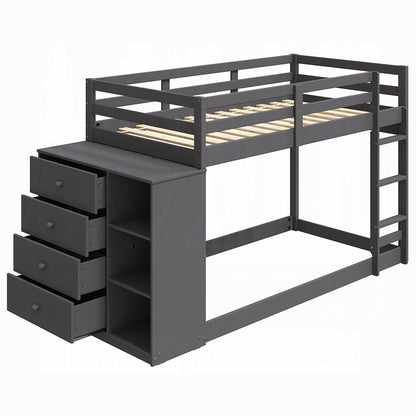 ReForm Creative Home Barney Twin Bunk/Loft Bed W/Drawers & Storage - Grey Free Delivery USA & Canada