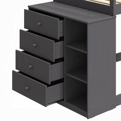 ReForm Creative Home Barney Twin Bunk/Loft Bed W/Drawers & Storage - Grey Free Delivery USA & Canada