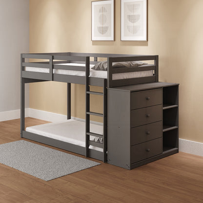 ReForm Creative Home Barney Twin Bunk/Loft Bed W/Drawers & Storage - Grey Free Delivery USA & Canada