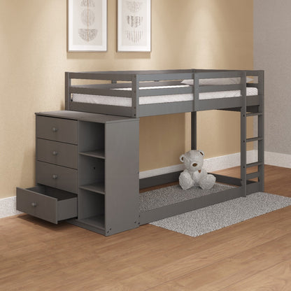 ReForm Creative Home Barney Twin Bunk/Loft Bed W/Drawers & Storage - Grey Free Delivery USA & Canada