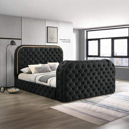 ReForm Creative Home Tagus Smart Platform Bed with LED/ Fireplace/ TV Stand - Black Free Delivery USA & Canada