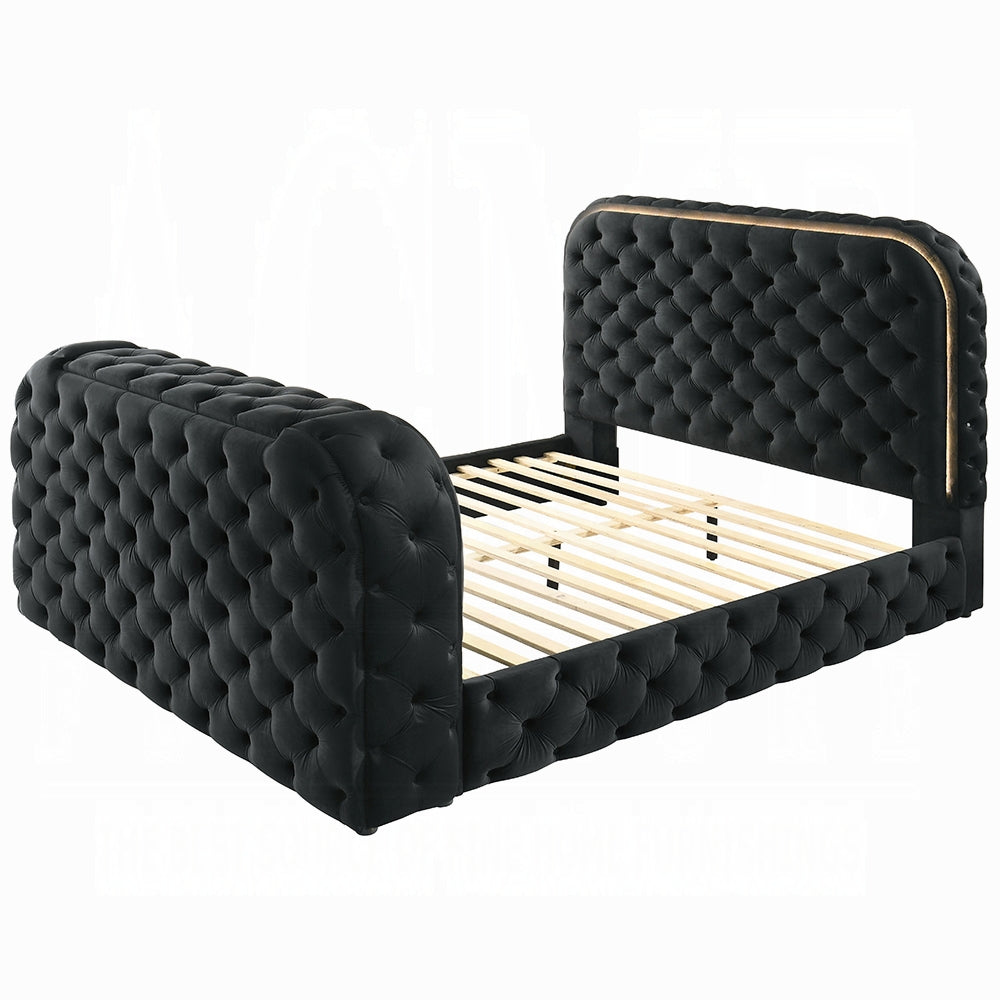 ReForm Creative Home Tagus Smart Platform Bed with LED/ Fireplace/ TV Stand - Black Free Delivery USA & Canada