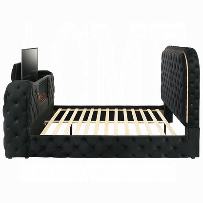 ReForm Creative Home Tagus Smart Platform Bed with LED/ Fireplace/ TV Stand - Black Free Delivery USA & Canada