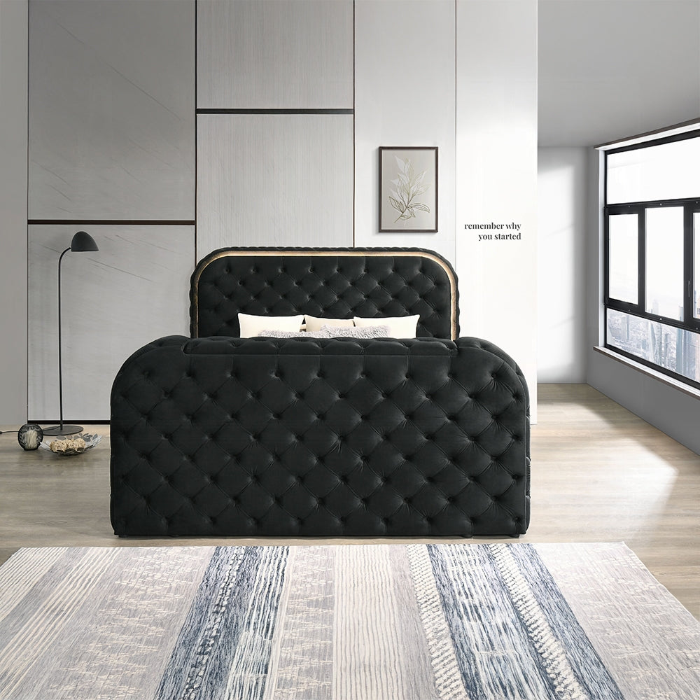 ReForm Creative Home Tagus Smart Platform Bed with LED/ Fireplace/ TV Stand - Black Free Delivery USA & Canada