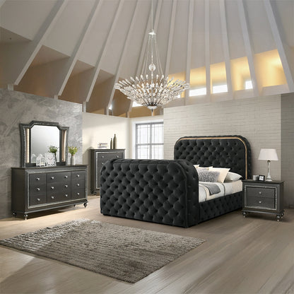 ReForm Creative Home Tagus Smart Platform Bed with LED/ Fireplace/ TV Stand - Black Free Delivery USA & Canada