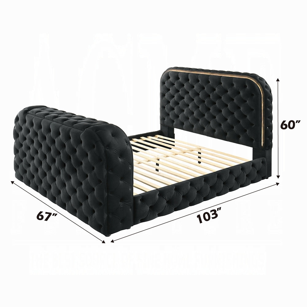 ReForm Creative Home Tagus Smart Platform Bed with LED/ Fireplace/ TV Stand - Black Free Delivery USA & Canada