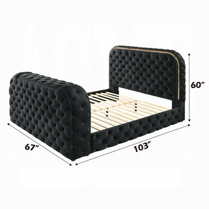 ReForm Creative Home Tagus Smart Platform Bed with LED/ Fireplace/ TV Stand - Black Free Delivery USA & Canada