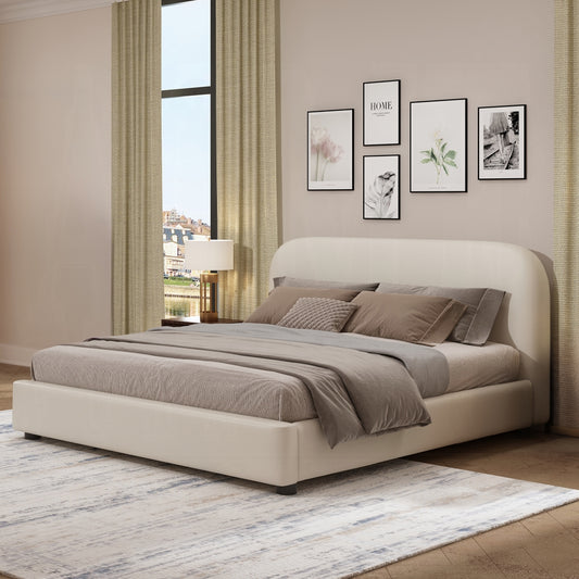 ReForm Creative Home Urban Upholstered Platform Bed - Beige Free Delivery USA & Canada