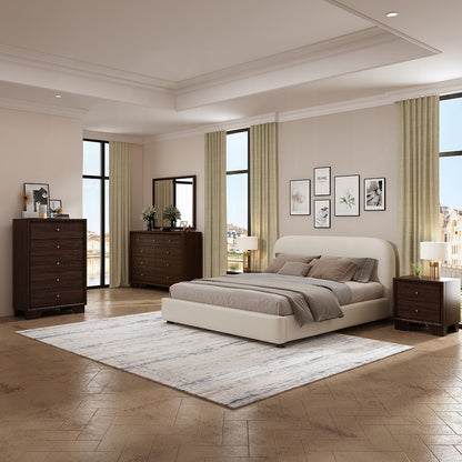 ReForm Creative Home Urban Upholstered Platform Bed - Beige Free Delivery USA & Canada