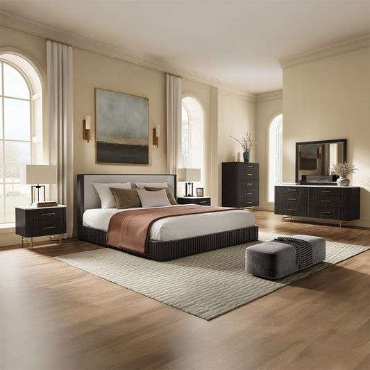 ReForm Creative Home Laffrey Luxury Chanel Detail Platform Bed - Espresso-Free Delivery-USA & CANADA