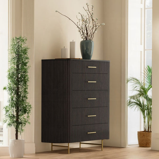 ReForm Creative Home Laffery Luxury Chanel Detail Chest - Espresso-Free Delivery USA & CANADA
