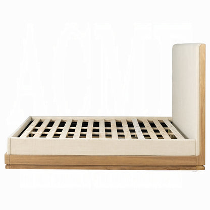 ReForm Creative Home Yami Wood Detail Upholstered Platform Bed - Beige Oak-Free Delivery-USA & CANADA