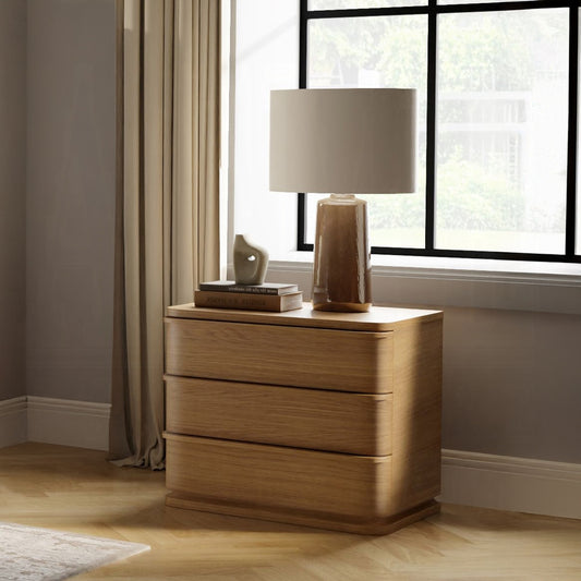 ReForm Creative Home Yami 3 Drawer Wood Nightstand - Beige Oak-Free Delivery USA & CANADA