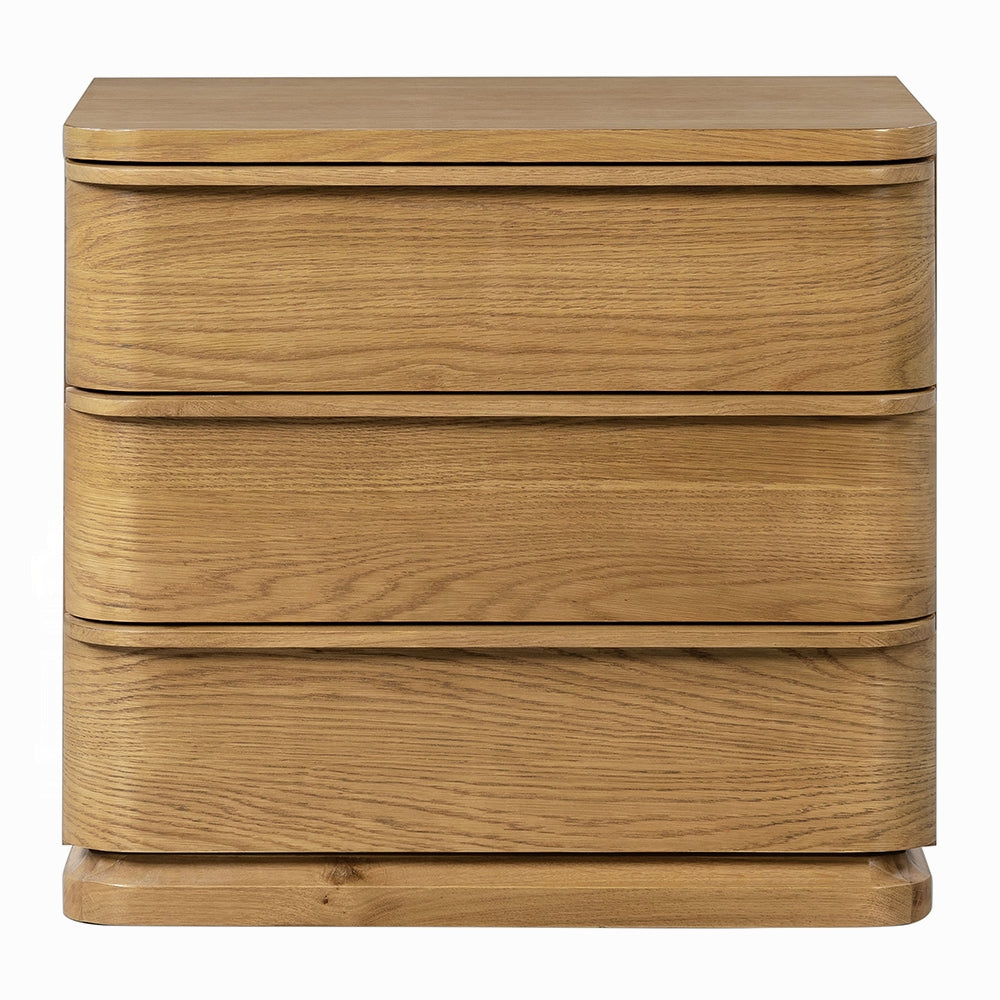 Table de chevet Yami à 3 tiroirs en bois - Chêne beige