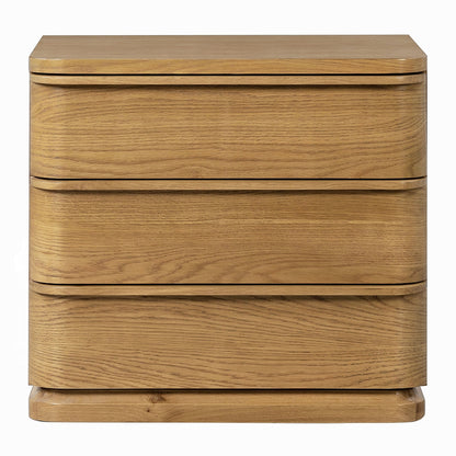 Table de chevet Yami à 3 tiroirs en bois - Chêne beige