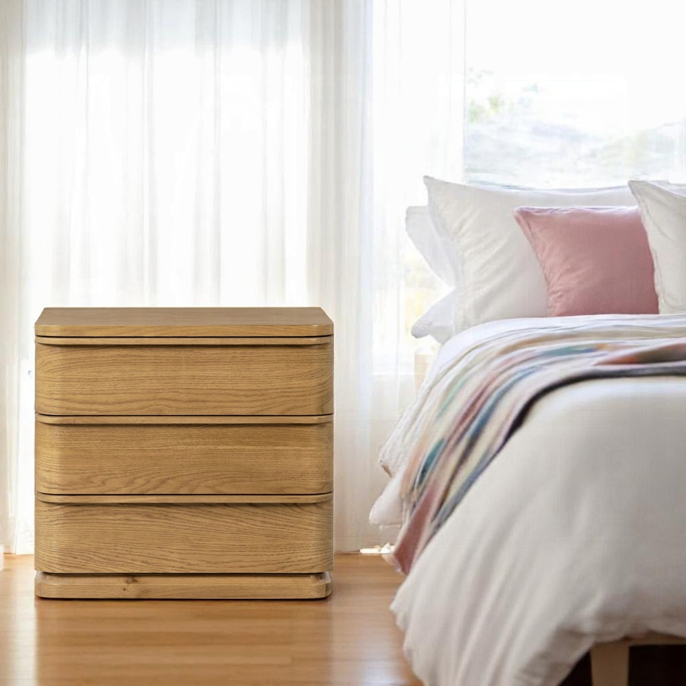 ReForm Creative Home Yami 3 Drawer Wood Nightstand - Beige Oak-Free Delivery USA & CANADA