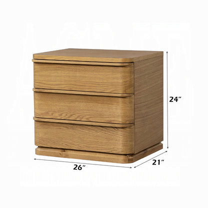 Table de chevet Yami à 3 tiroirs en bois - Chêne beige
