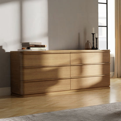 ReForm Creative Home Yami 6 Drawer Wide Wooden Dresser - Beige Oak-Free Delivery USA & CANADA