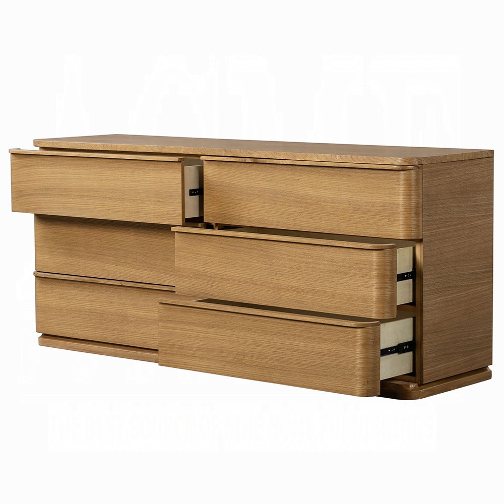 ReForm Creative Home Yami 6 Drawer Wide Wooden Dresser - Beige Oak-Free Delivery USA & CANADA