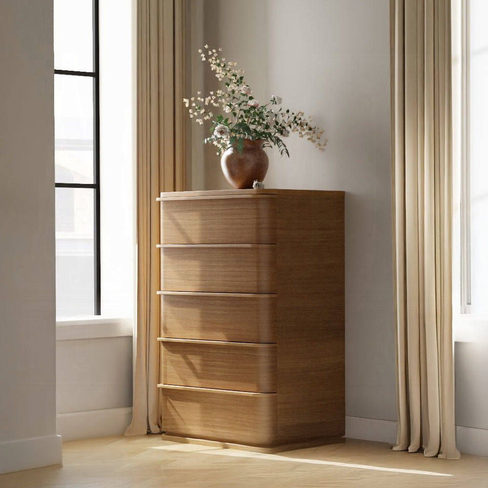 ReForm Creative Home Yami 5 Drawer Tall Wooden Chest - Beige Oak-Free Delivery USA & CANADA