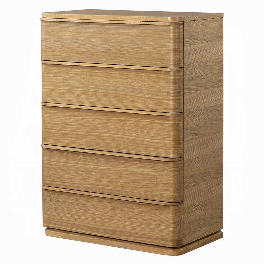 ReForm Creative Home Yami 5 Drawer Tall Wooden Chest - Beige Oak-Free Delivery USA & CANADA