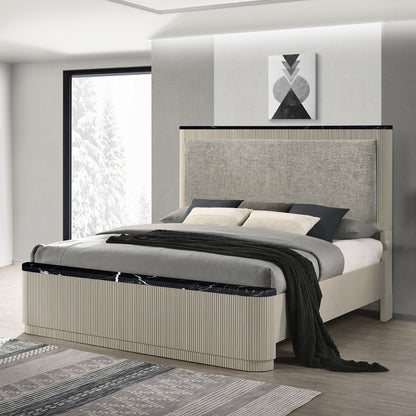 ReForm Creative Home Rhone Luxury Chanel Detail Bed - Greyish Beige Free Delivery USA & Canada