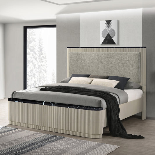 Rhone Luxury Chanel Detail Bed - Greyish Beige